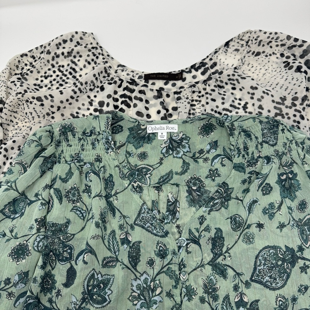 Womens Sheer Floral and Pattern Tops Set Size Medium Ophelia Roe and The Limited